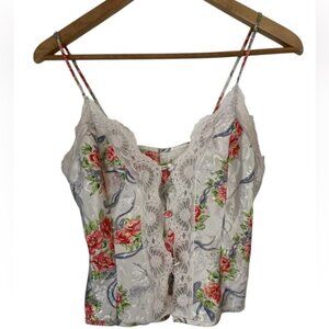 La vie en rose vintage floral tank top gold stamp